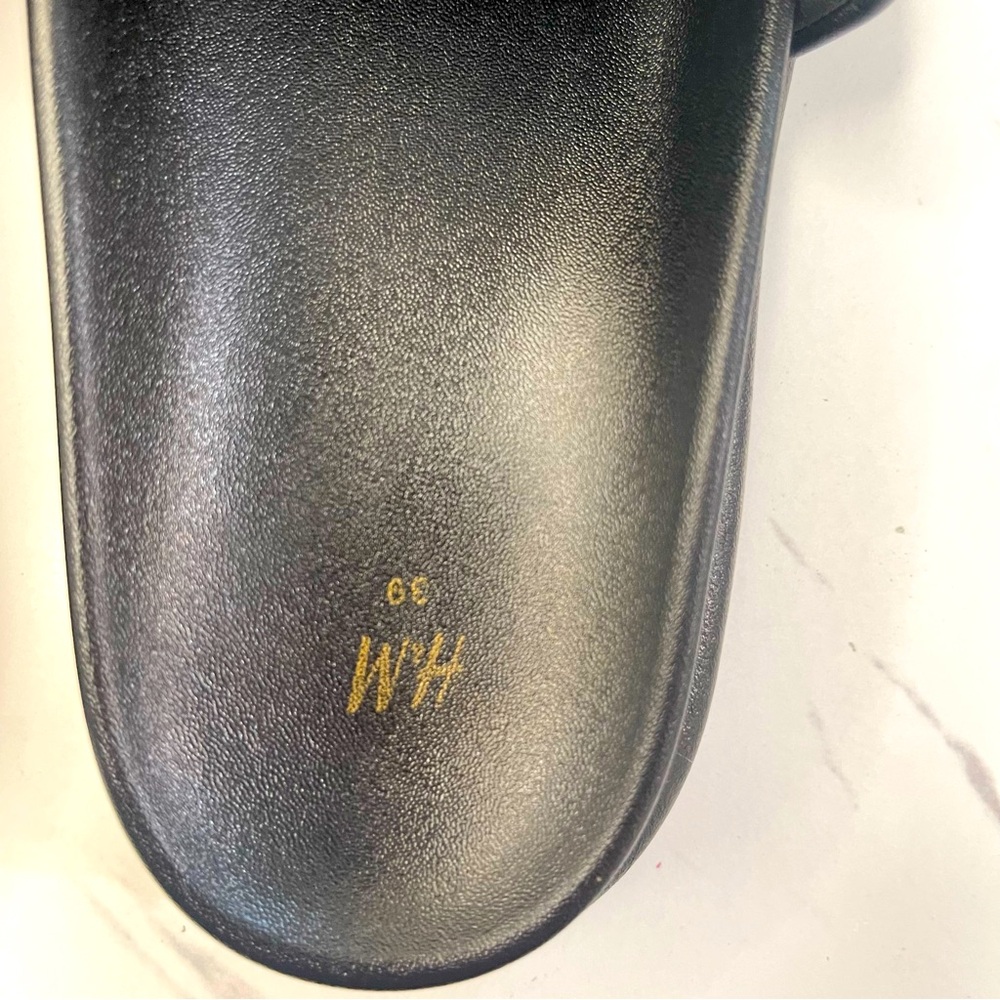 H&M Chunky Platform Sandals Open Toe SlipOn Slide Black Faux Leather US Sz 8-8.5 - Picture 5 of 7